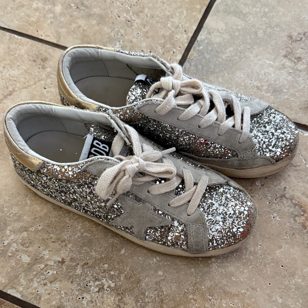 Golden Goose Sparkly Silver Kids Shoes